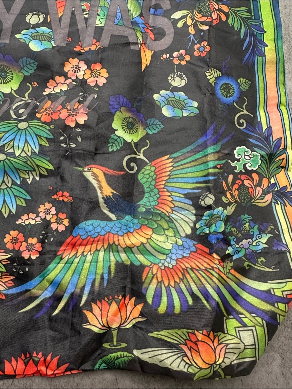 Johnny Was Black Floral & Parrot Reusable Tote - Picture 3 of 5